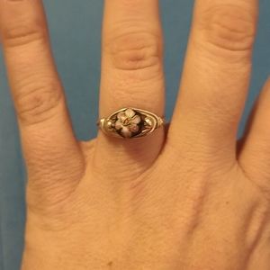 Handmade wire wrapped ring with vintage bead, size 7